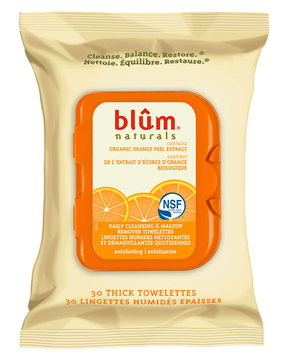 Blûm Naturals® EXFOLIATING Cleansing & Makeup Remover Towelettes