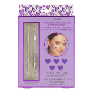 DOUBLE SIDED PORE EXTRACTOR & BLEMISH PATCH KIT - LAVENDER EXTRACT