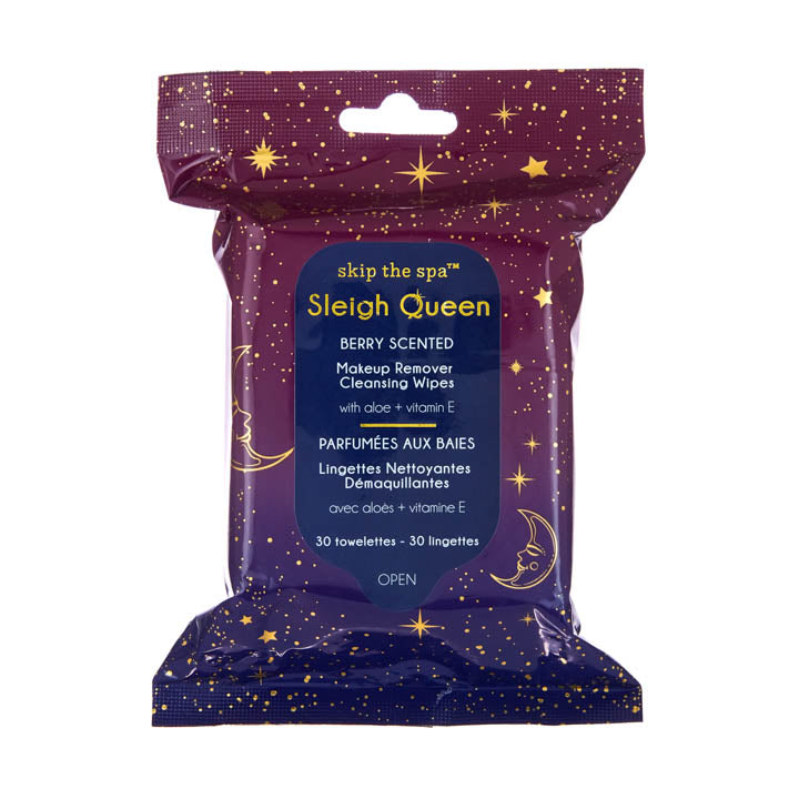 SKIP THE SPA SLEIGH QUEEN 30CT MAKEUP REMOVER CLEANSING WIPES BERRY SCENTED