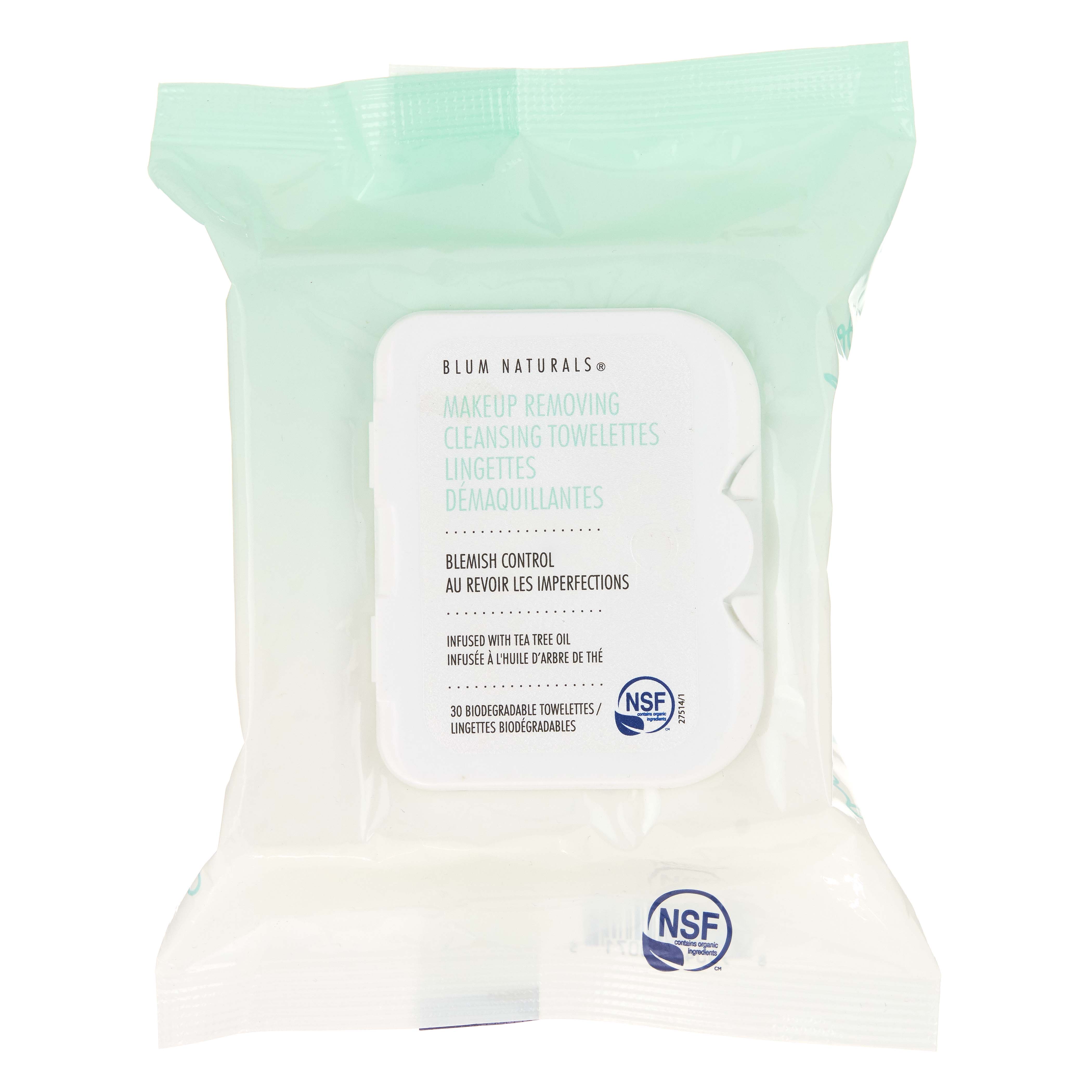 Blûm Naturals® Combination/Oily Skin Daily Cleansing & Makeup Remover Towelettes